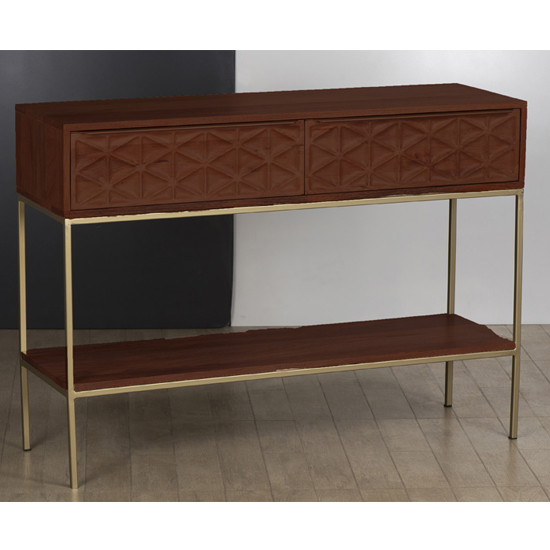 Read more about Ivoran console table in rich walnut with 2 drawers and 1 shelf