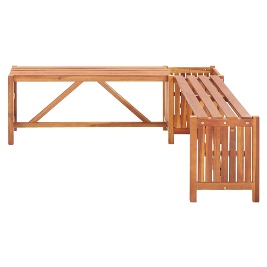Ivy Corner Wooden Garden Seating Bench With 2 Planters In Brown
