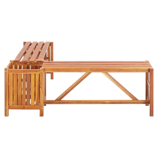 Ivy Corner Wooden Garden Seating Bench With 2 Planters In Brown