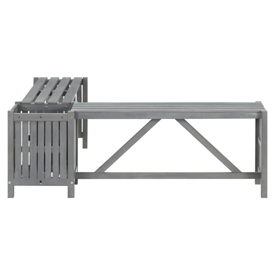 Ivy Corner Wooden Garden Seating Bench With 2 Planters In Grey