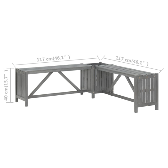Ivy Corner Wooden Garden Seating Bench With 2 Planters In Grey