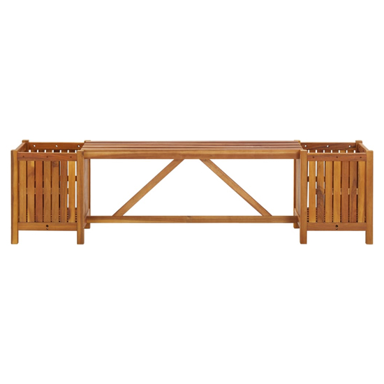 Ivy Wooden Garden Seating Bench With 2 Planters In Brown
