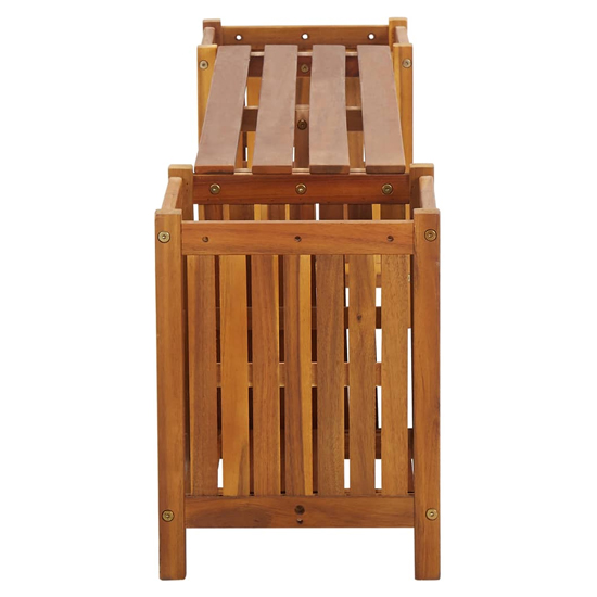 Ivy Wooden Garden Seating Bench With 2 Planters In Brown