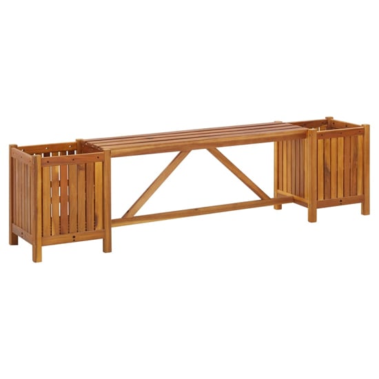Read more about Ivy wooden garden seating bench with 2 planters in brown