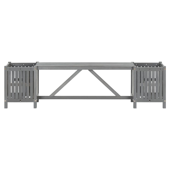 Ivy Wooden Garden Seating Bench With 2 Planters In Grey