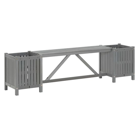 Photo of Ivy wooden garden seating bench with 2 planters in grey