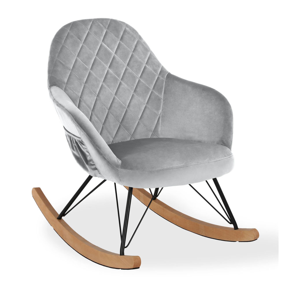 Ixtano Velvet Rocking Bedroom Chair in Grey