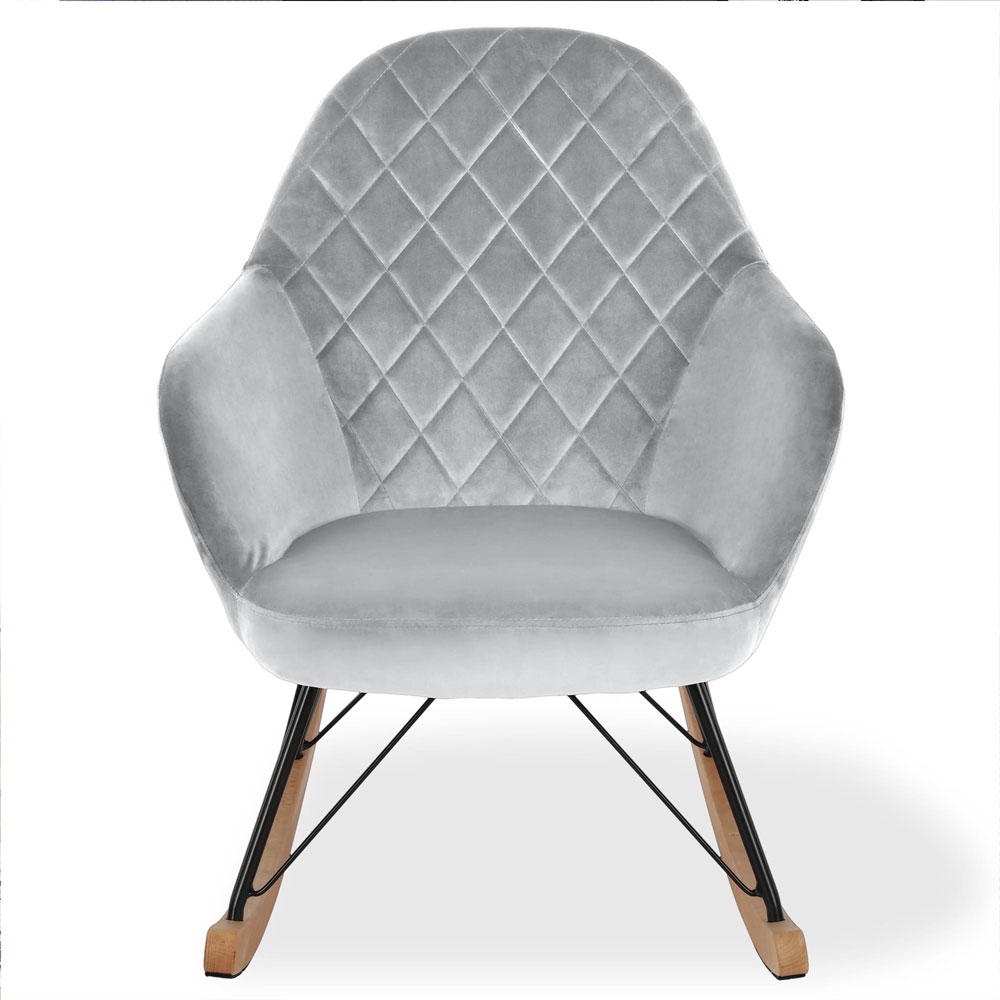 Ixtano Velvet Rocking Bedroom Chair in Grey