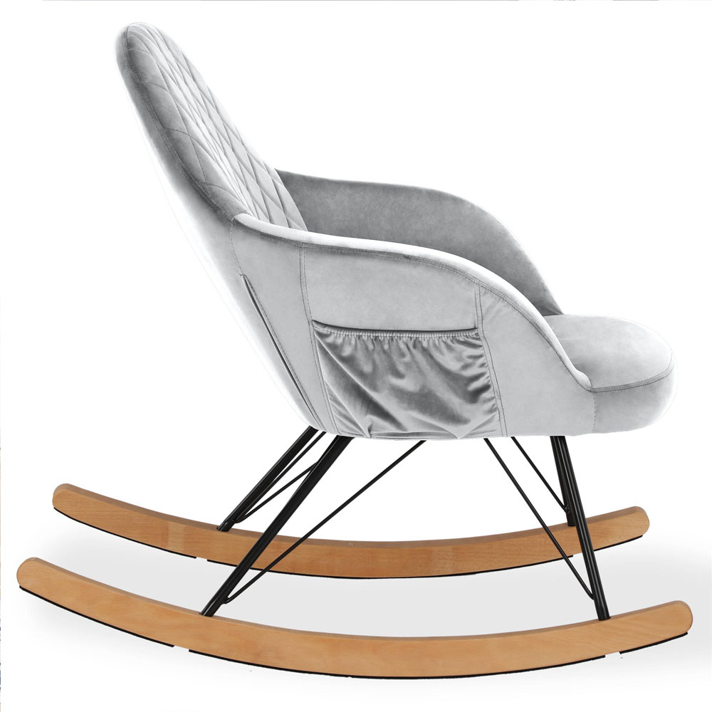 Ixtano Velvet Rocking Bedroom Chair in Grey