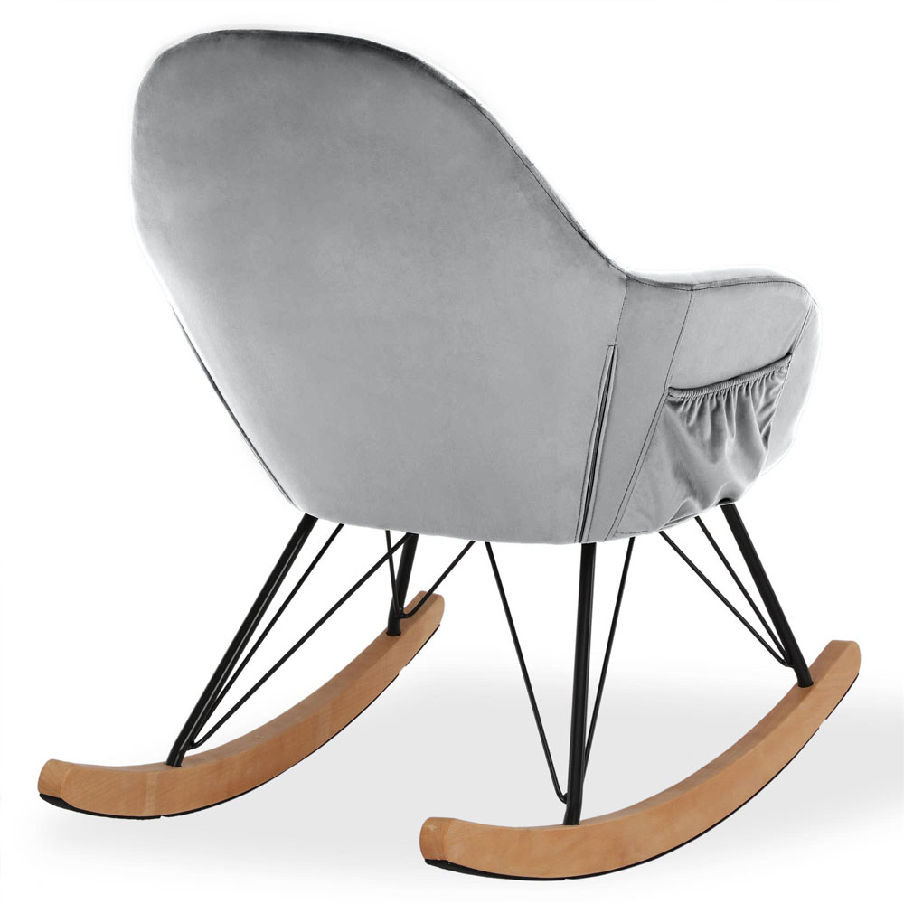 Ixtano Velvet Rocking Bedroom Chair in Grey