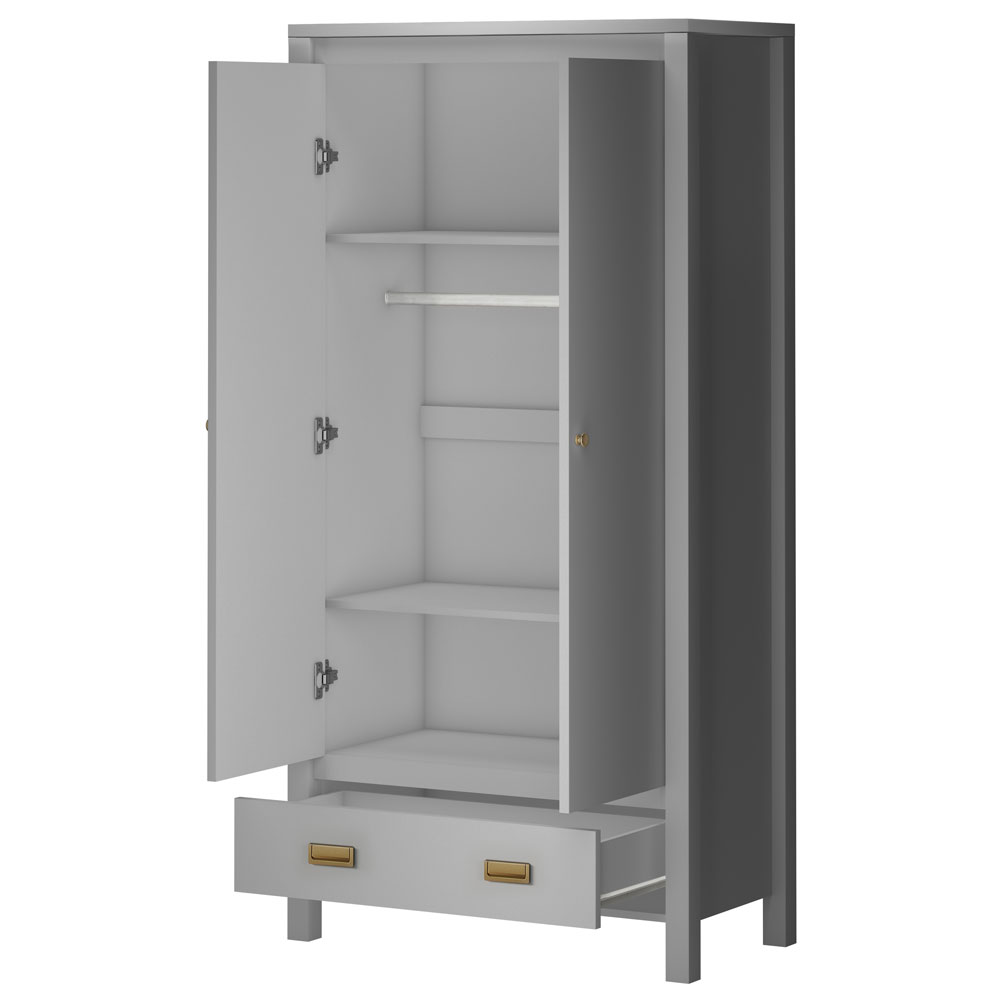 Ixtano Wooden Wardrobe with 2 Doors in Grey