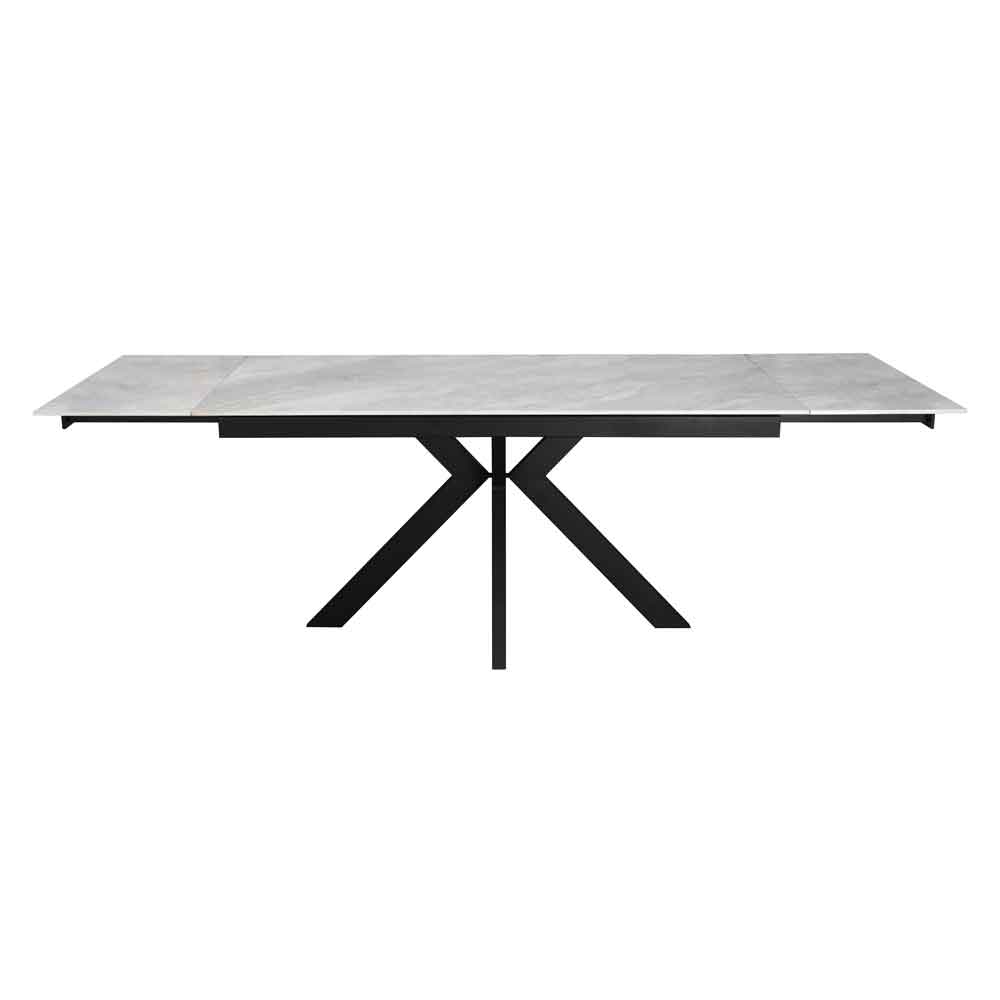 Ixtaro Ceramic Extending Dining Table in Grey Gloss