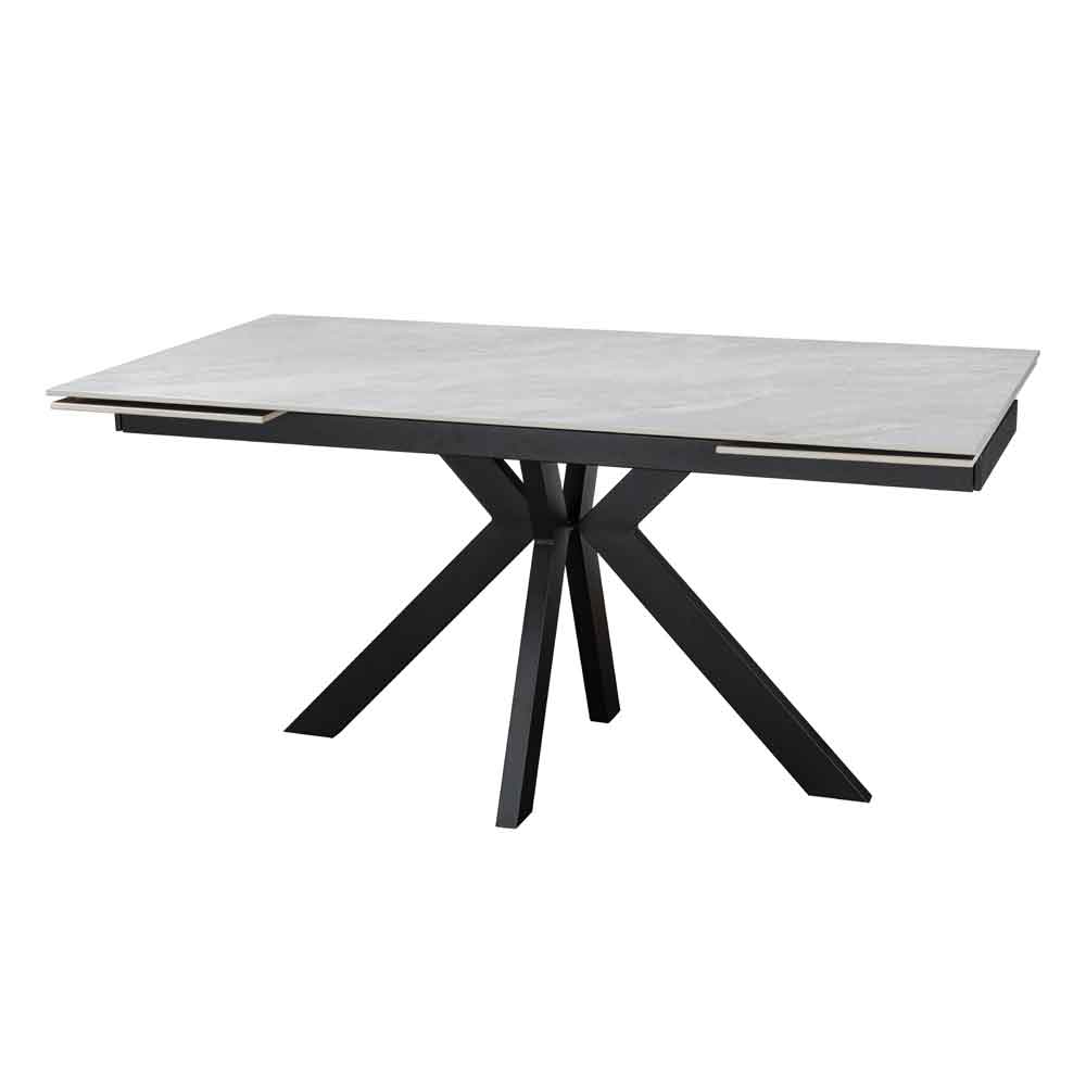 Ixtaro Ceramic Extending Dining Table in Grey Gloss
