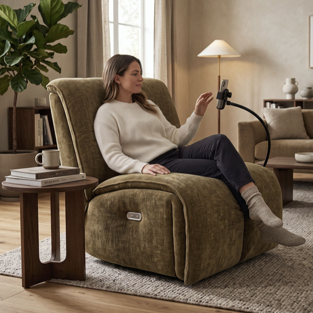 Ixtira Fabric Swivel Recliner Chair in Olive