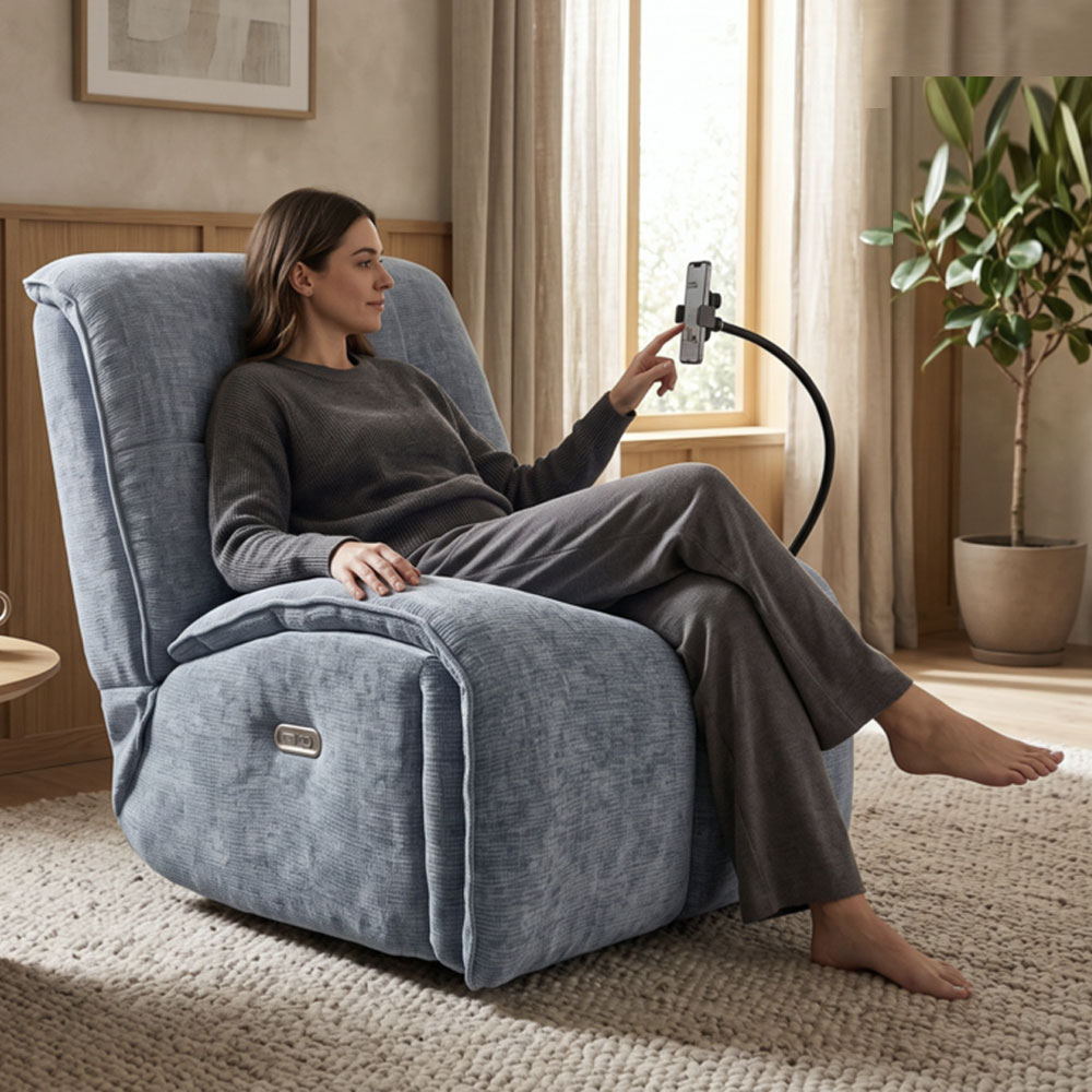 Ixtira Fabric Swivel Recliner Chair in Teal
