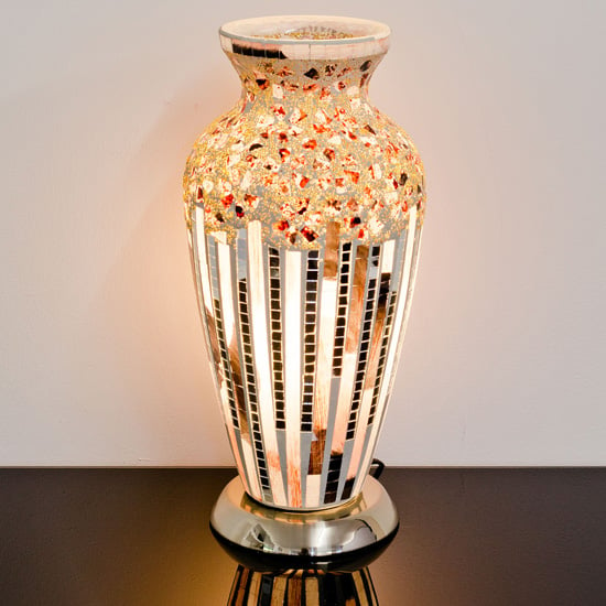 Izar Art Deco Flower Design Mosaic Glass Vase Table Lamp_1