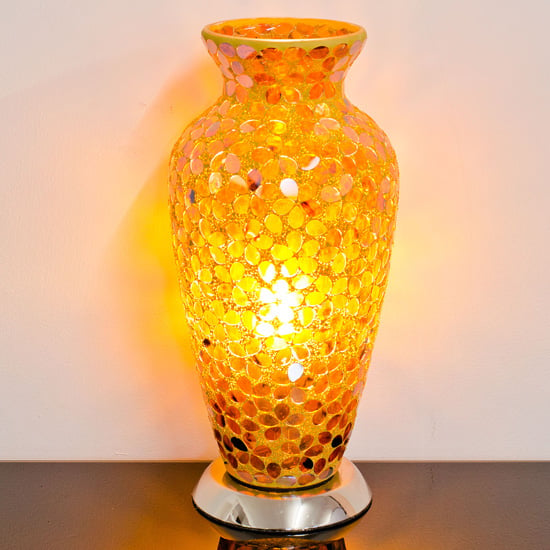 Photo of Izar bronze flower design mosaic glass vase table lamp