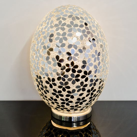 Product photograph of Izar Large Mirrored Flower Design Mosaic Glass Egg Table Lamp from Furniture in Fashion