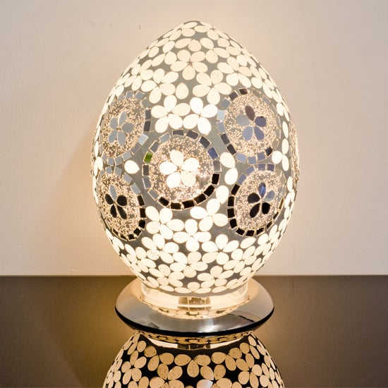 Read more about Izar medium art deco flower egg design mosaic glass table lamp