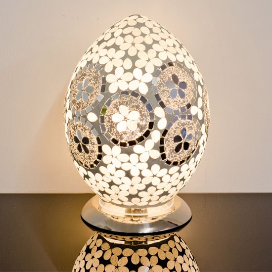 Photo of Izar medium art deco flower egg design mosaic glass table lamp