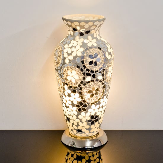 Read more about Izar medium art deco mirror design mosaic glass vase table lamp