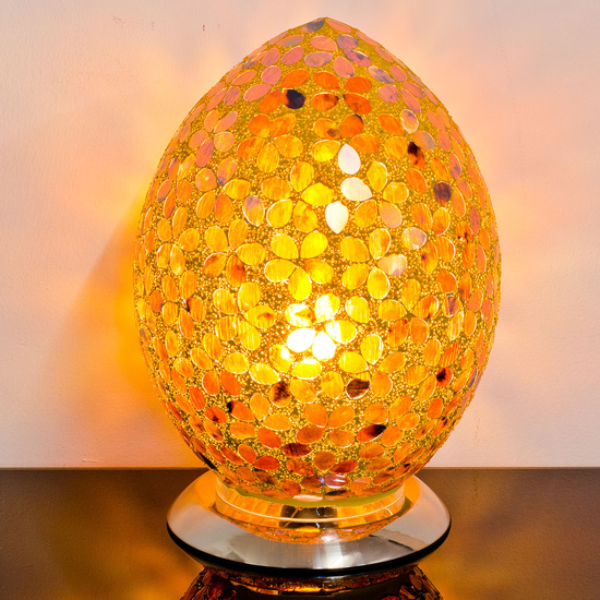 Read more about Izar medium bronze flower egg design mosaic glass table lamp