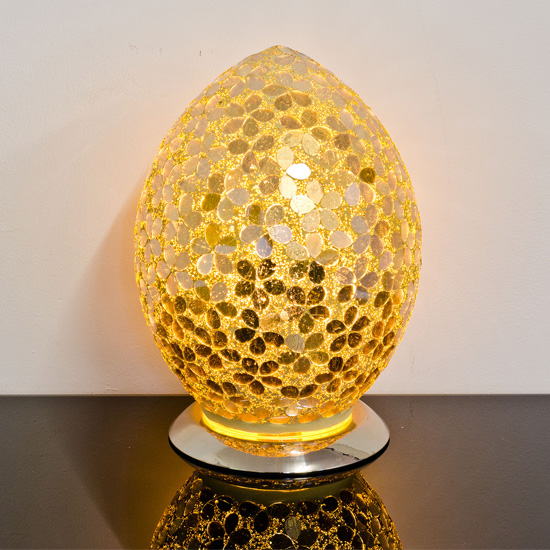 Photo of Izar medium gold flower egg design mosaic glass table lamp