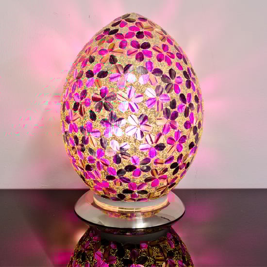 Read more about Izar medium magenta flower egg design mosaic glass table lamp