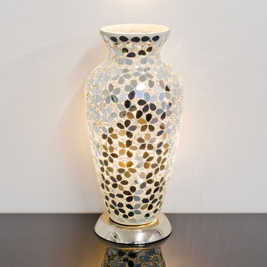 Photo of Izar medium mirrored design mosaic glass vase table lamp