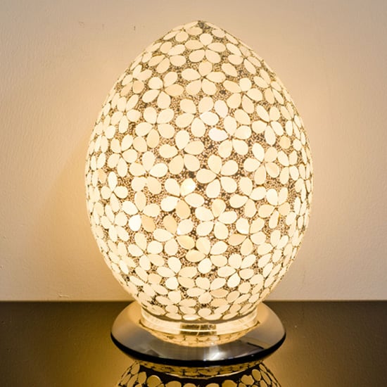 Izar Medium Opaque Flower Design Mosaic Glass Egg Table Lamp
