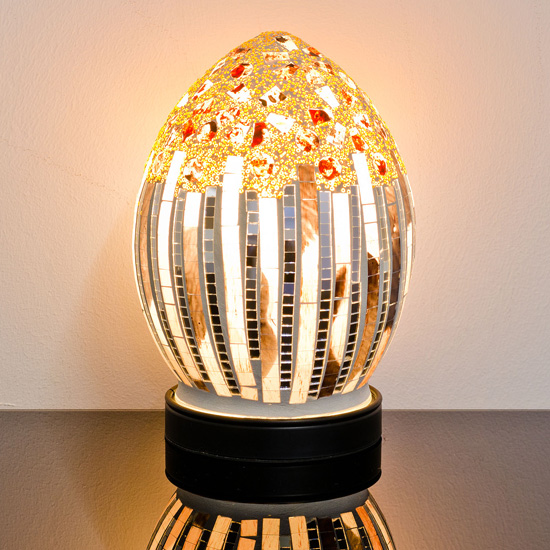 Izar Small Art Deco Design Mosaic Glass Egg Table Lamp Furniture in
