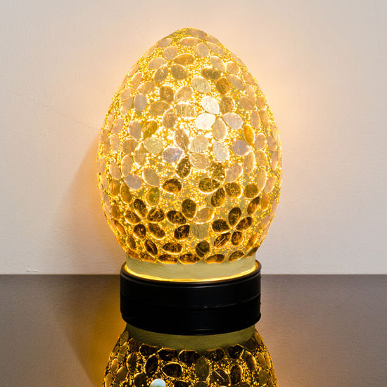 Product photograph of Izar Small Gold Flower Egg Design Mosaic Glass Table Lamp from Furniture in Fashion