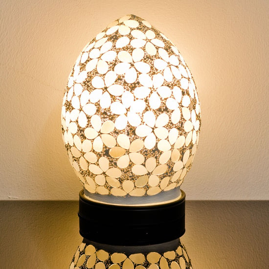 Izar Small Opaque Flower Design Mosaic Glass Egg Table Lamp_1