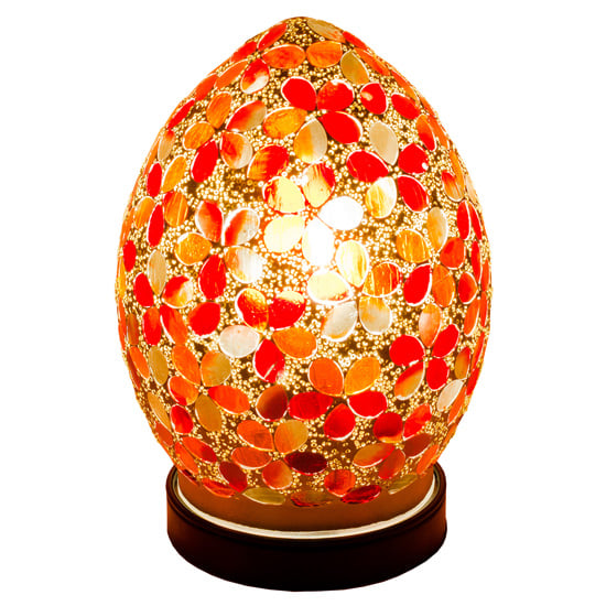 Izar Small Red Flower Design Mosaic Glass Egg Table Lamp_2