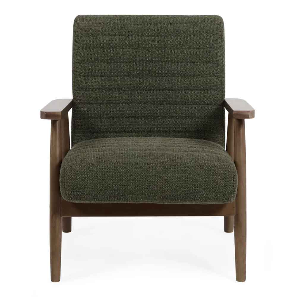 Izenel Fabric Armchair With Wooden Frame in Olive Green