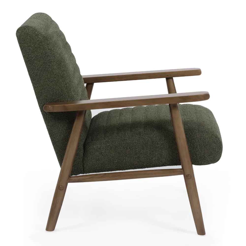 Izenel Fabric Armchair With Wooden Frame in Olive Green