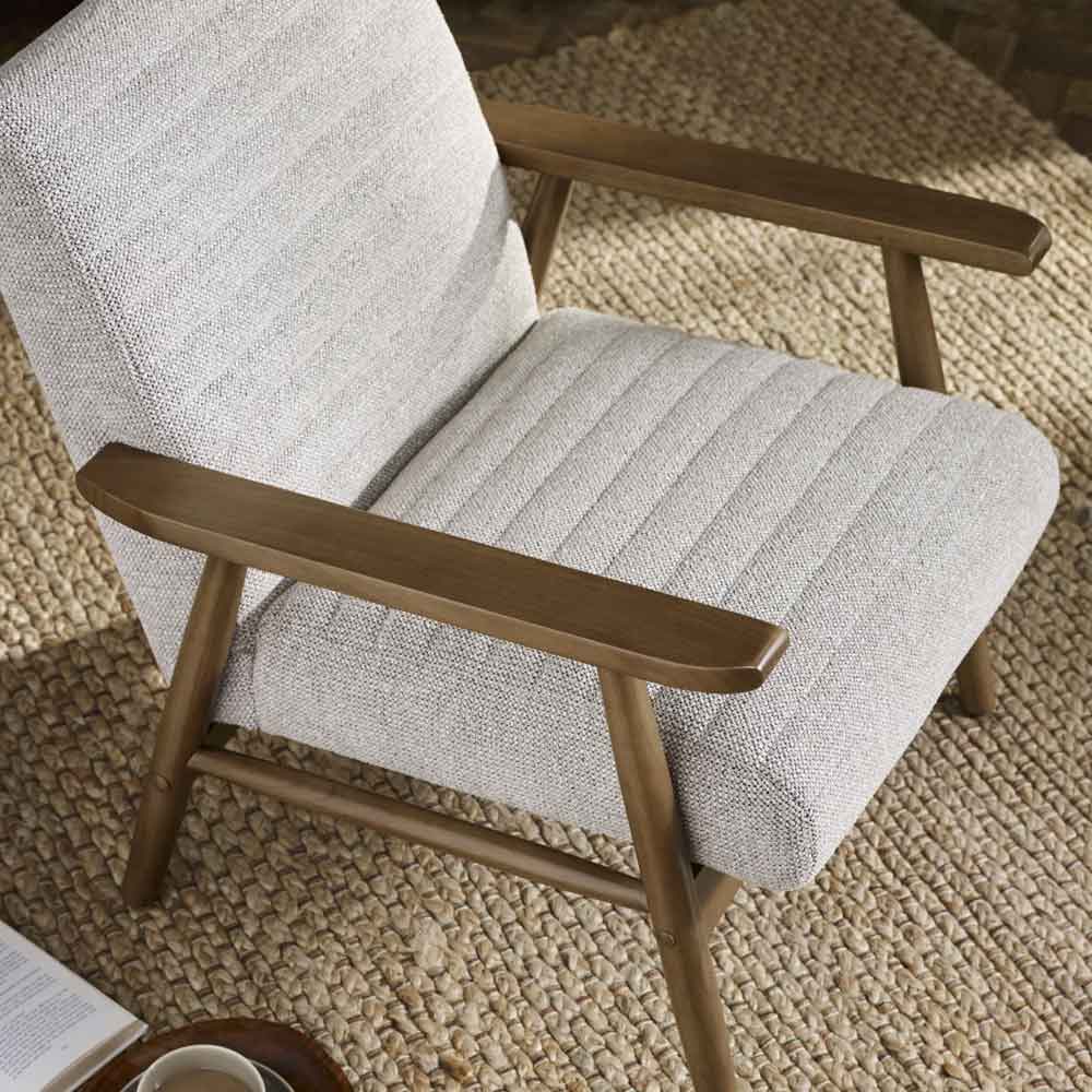 Izenel Fabric Armchair With Wooden Frame in Oyster White