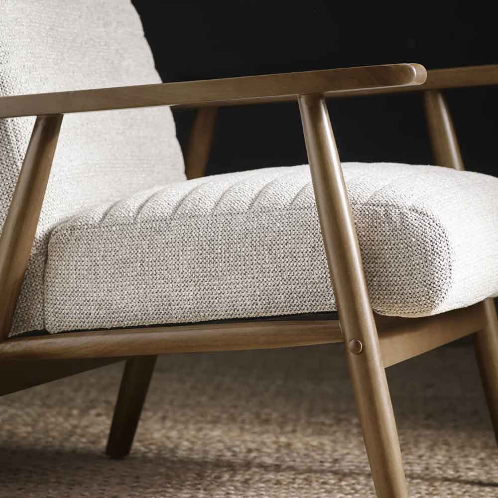 Izenel Fabric Armchair With Wooden Frame in Oyster White