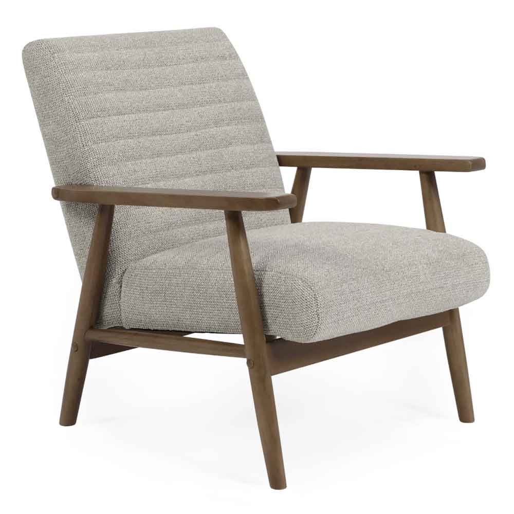 Izenel Fabric Armchair With Wooden Frame in Oyster White