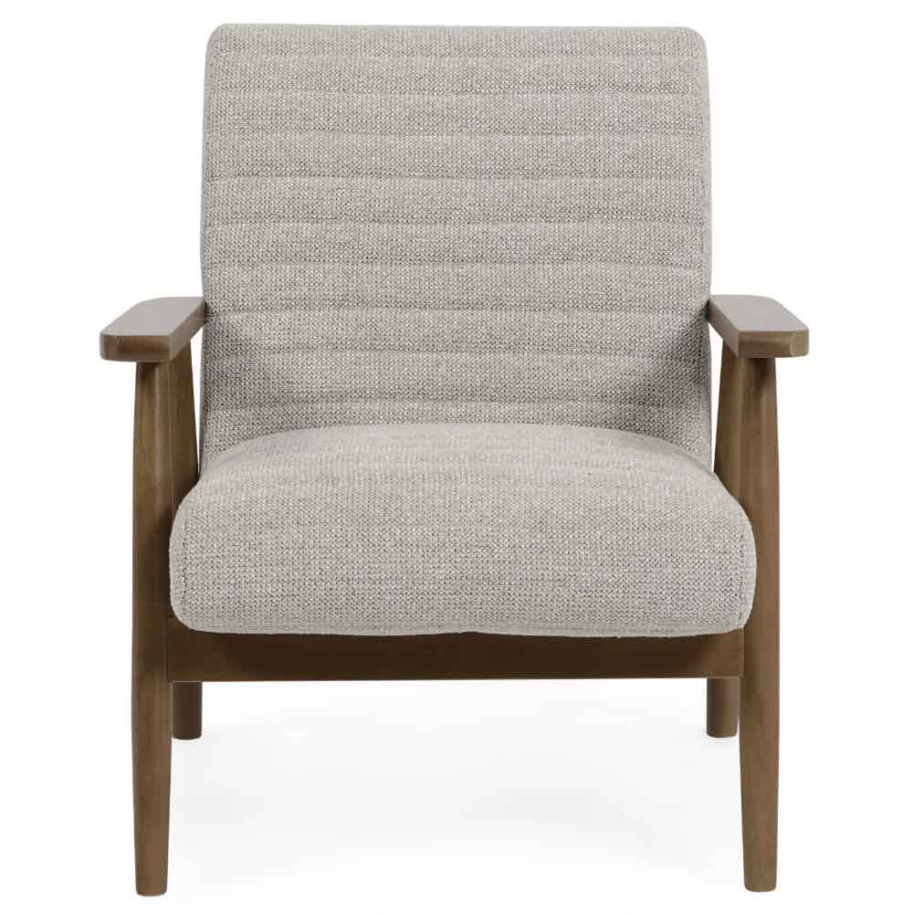 Izenel Fabric Armchair With Wooden Frame in Oyster White