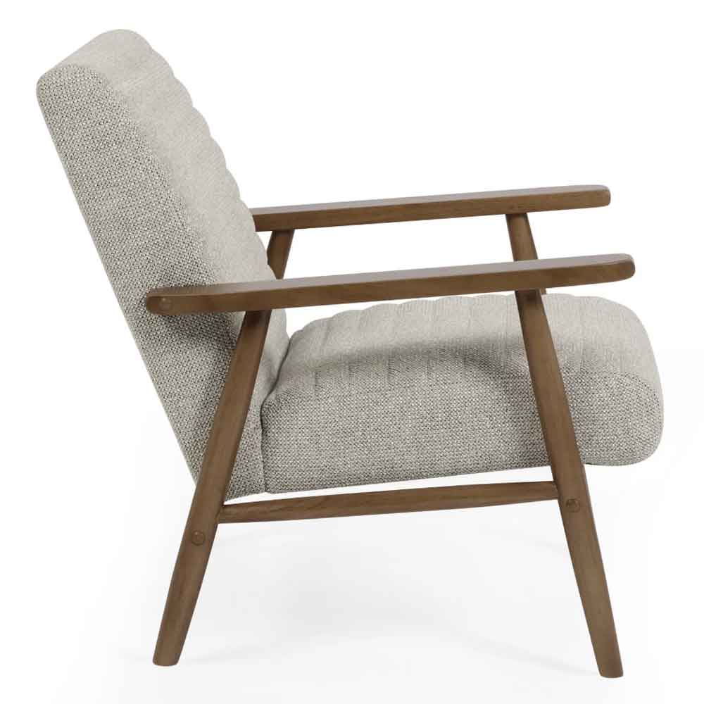 Izenel Fabric Armchair With Wooden Frame in Oyster White