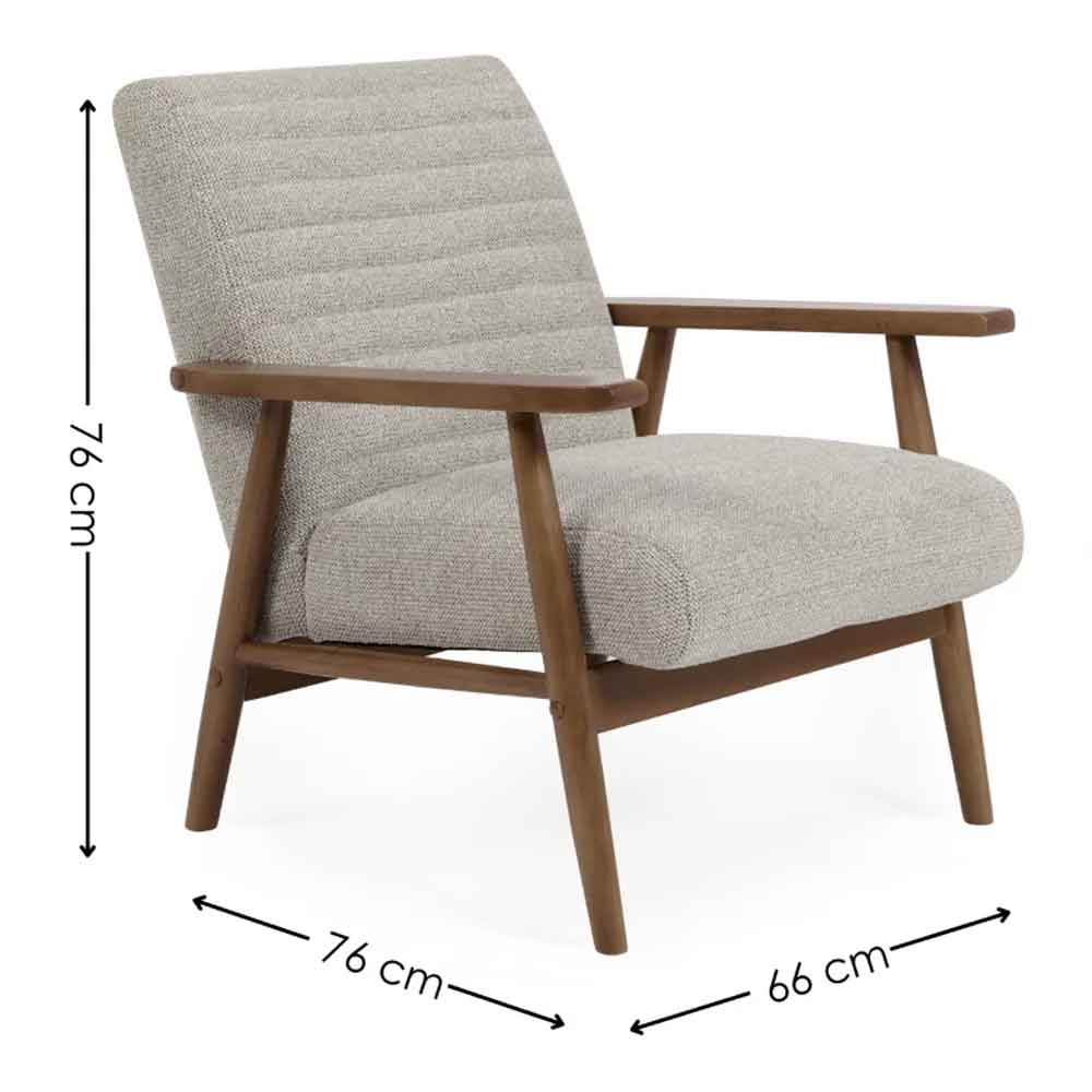 Izenel Fabric Armchair With Wooden Frame in Oyster White