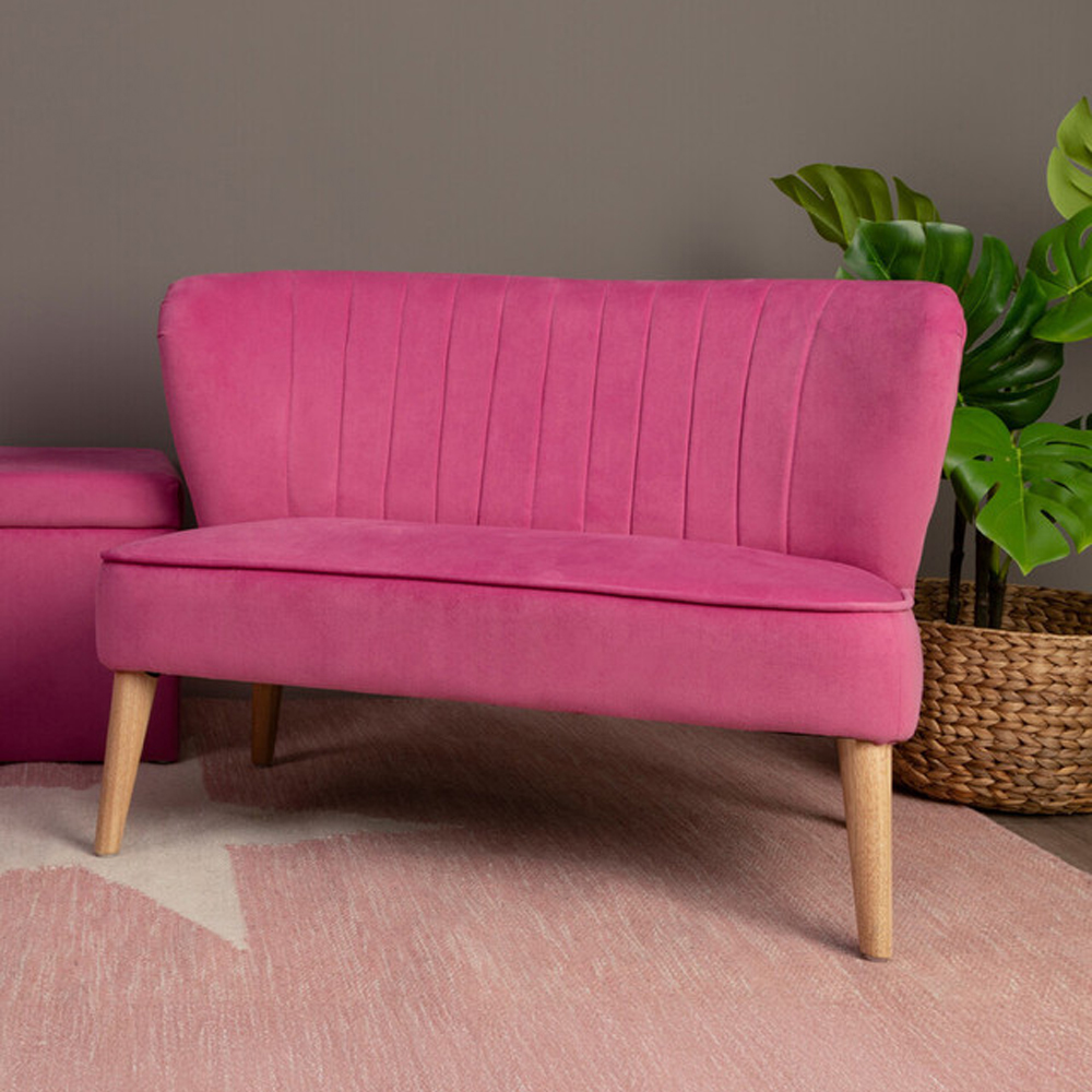 Izeno Velvet 2 Seater Sofa in Pink