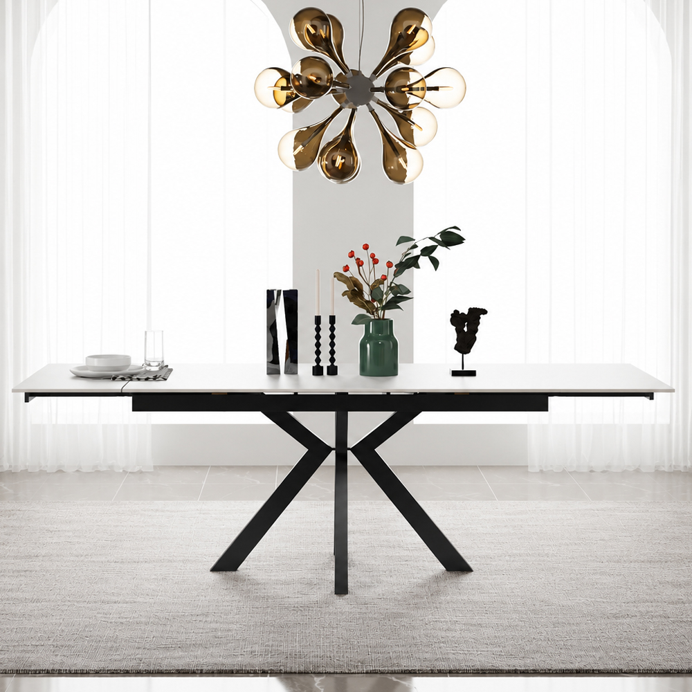 Izenor Ceramic Extending Dining Table in Grey Gloss