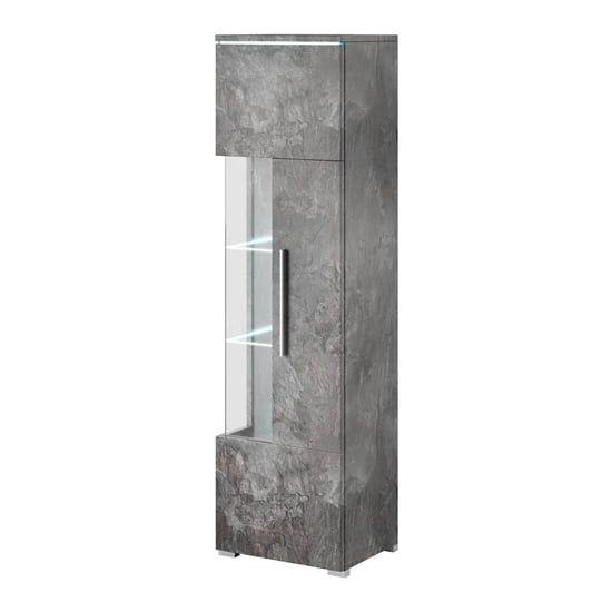 Product photograph of Izola Display Cabinet Tall Left 1 Door In Slate Grey With Led from Furniture in Fashion