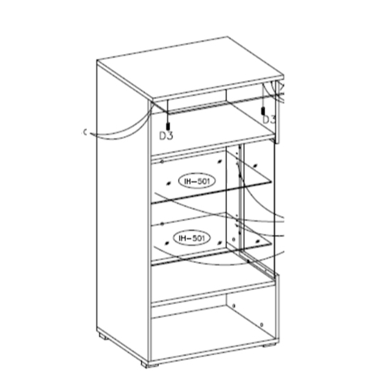 Izola Display Cabinet Tall Right 1 Door In Slate Grey With LED
