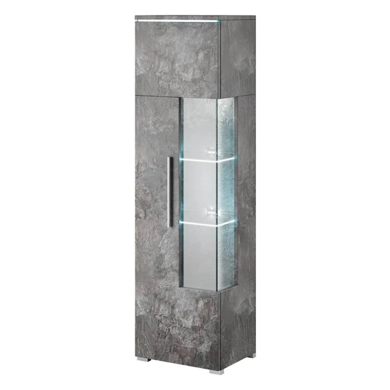 Izola Display Cabinet Tall Right 1 Door In Slate Grey With LED