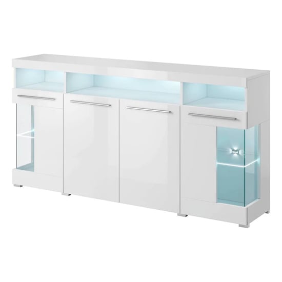 Product photograph of Izola High Gloss Sideboard With 4 Doors In White from Furniture in Fashion