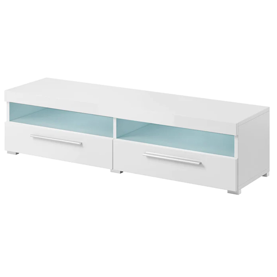 Read more about Izola high gloss tv stand with 2 drawers in white and led