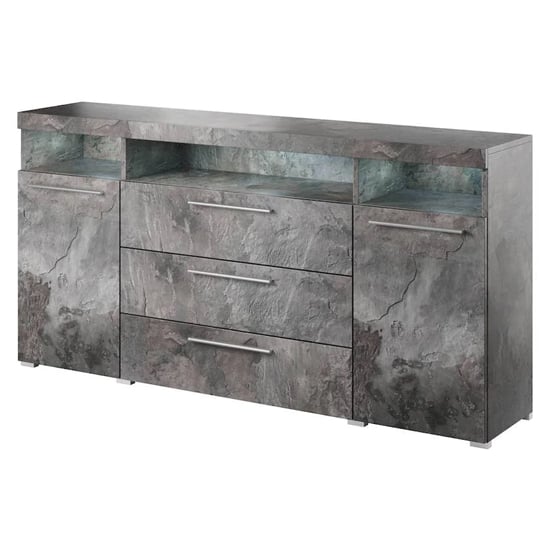 Read more about Izola sideboard wide 2 doors 3 drawers in slate grey with led